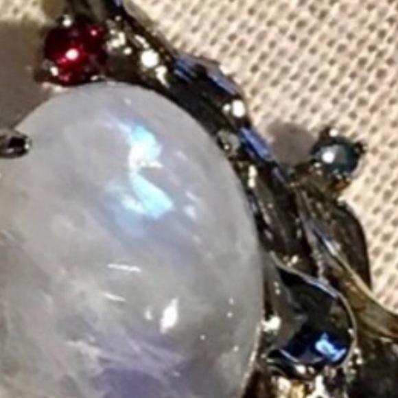 HANDCRAFTED OVAL MOONSTONE➕RHODOLITE EARRINGS - Picture 8 of 12